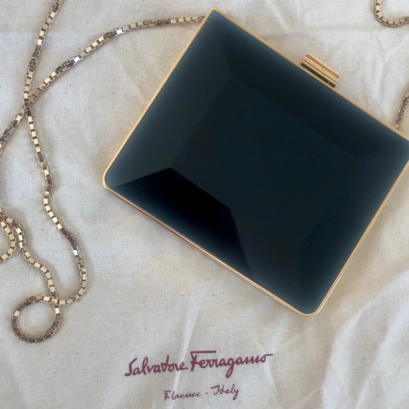 🔥RARE Ferragamo Minaudiere oxford  Lucite square - Picture 3 of 12